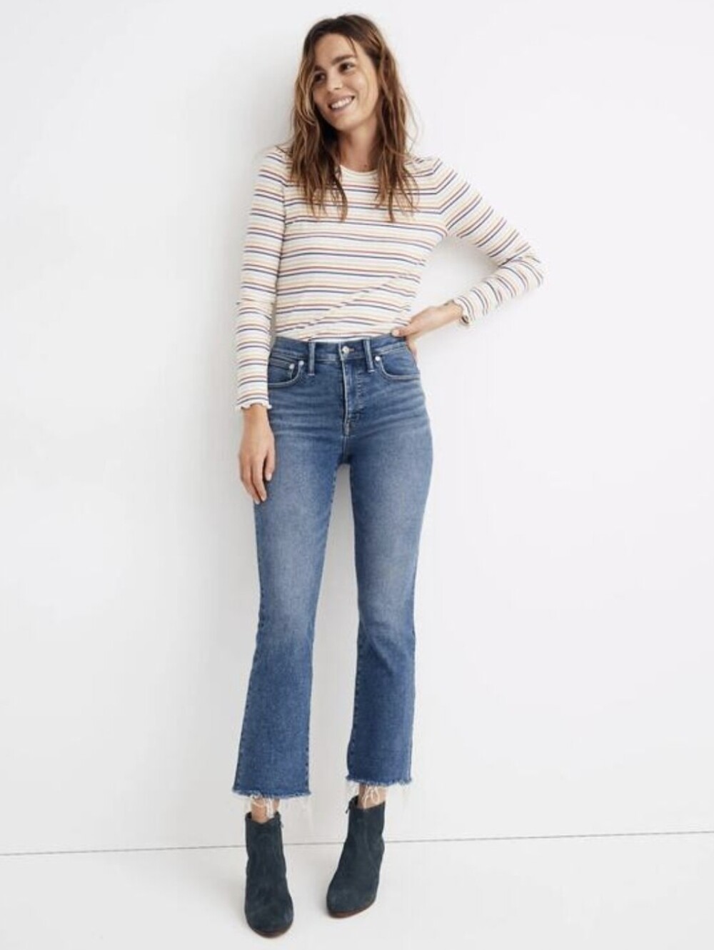 Madewell Cali Demi Boot Crop Jeans Raw Hem Womens Size 28P
